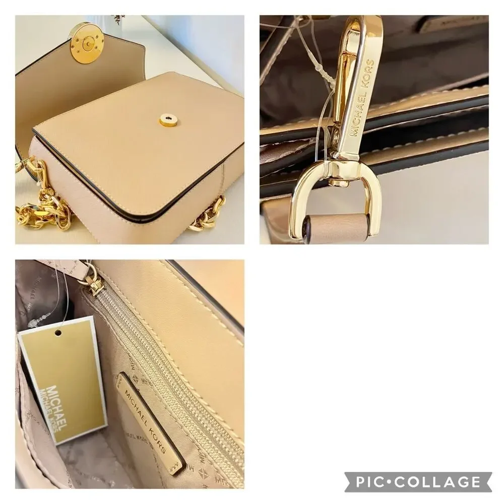 Michael Kors Carmen Medium Monogram Flap Crossbody leather buff - Picture 6 of 9